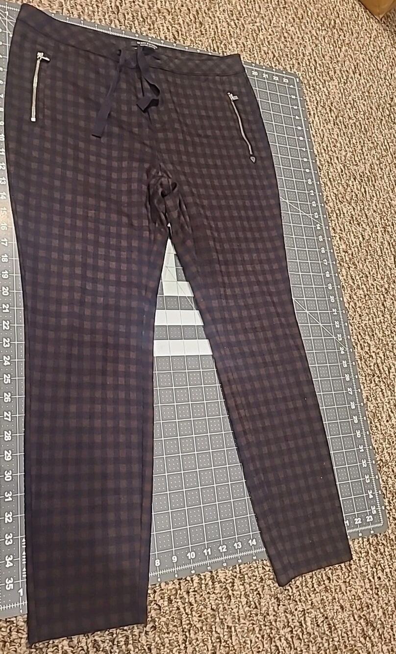 SCOTCH & SODA Joggers ZIPPED POCKETS Sweatpants SIZE 2 PLAID Drawstring Logo